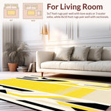 Ultra Soft Area Rug, Non Slip, Stain Resistant, Washable Area Rugs for Living Room, Bedroom, Sophisticated Cream and Black Contrast(Yellow)
