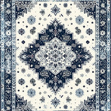 Ultra Soft Area Rug, Non Slip, Stain Resistant, Washable Area Rugs for Living Room, Bedroom, Trendy Distressed Ogee Style(White)