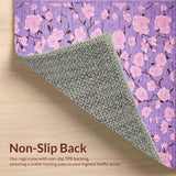 Ultra Soft Area Rug, Non Slip, Stain Resistant, Washable Area Rugs for Living Room, Bedroom, Youthful Elegant Bloom Pattern(Purple)