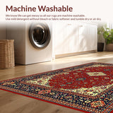 Ultra Soft Area Rug, Non Slip, Stain Resistant, Washable Area Rugs for Living Room, Bedroom, Rustic Red and Gold Patterns(Red)