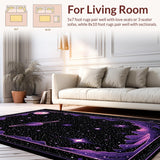 Ultra Soft Area Rug, Non Slip, Stain Resistant, Washable Area Rugs for Living Room, Bedroom, Cosmic Whimsical Star Motif(Purple)