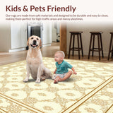 Ultra Soft Area Rug, Non Slip, Stain Resistant, Washable Area Rugs for Living Room, Bedroom, Charming Classic Area with Delicate Scrollwork and Neutral Palette(Beige)