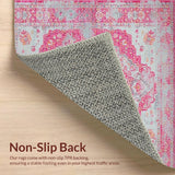 Ultra Soft Area Rug, Non Slip, Stain Resistant, Washable Area Rugs for Living Room, Bedroom, Soft Pastel Distressed Artistry(Pink)