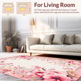 Ultra Soft Area Rug, Non Slip, Stain Resistant, Washable Area Rugs for Living Room, Bedroom, Contemporary Soft Colorful Petals(Pink)