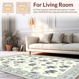 Ultra Soft Area Rug, Non Slip, Stain Resistant, Washable Area Rugs for Living Room, Bedroom, Stylish Round Grey Ivory Animal Pattern(Beige)