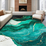 Ultra Soft Area Rug, Non Slip, Stain Resistant, Washable Area Rugs for Living Room, Bedroom, Sleek Emerald Marble Motif(Green)