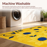 Ultra Soft Area Rug, Non Slip, Stain Resistant, Washable Area Rugs for Living Room, Bedroom, Dynamic Irregular Floral Statement(Yellow)
