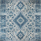 Ultra Soft Area Rug, Non Slip, Stain Resistant, Washable Area Rugs for Living Room, Bedroom, Sophisticated Transitional Damask Elegance(Blue)