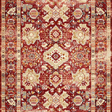 Ultra Soft Area Rug, Non Slip, Stain Resistant, Washable Area Rugs for Living Room, Bedroom, Sophisticated Vintage Floral Aesthetic(Red)