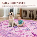 Ultra Soft Area Rug, Non Slip, Stain Resistant, Washable Area Rugs for Living Room, Bedroom, Charming Pastel Butterfly Fantasy(Pink)