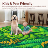 Ultra Soft Area Rug, Non Slip, Stain Resistant, Washable Area Rugs for Living Room, Bedroom, Vibrant Floral Cartoon Theme(Green)