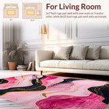 Ultra Soft Area Rug, Non Slip, Stain Resistant, Washable Area Rugs for Living Room, Bedroom, Artistic Swirling Patterned Canvas(Pink)