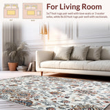 Ultra Soft Area Rug, Non Slip, Stain Resistant, Washable Area Rugs for Living Room, Bedroom, Rustic Earthy Toned Elegance(White)
