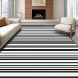 Ultra Soft Area Rug, Non Slip, Stain Resistant, Washable Area Rugs for Living Room, Bedroom, Artisan Crafted Black and White Striped Area Rug for Contemporary Decor(Black)