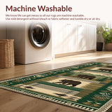 Ultra Soft Area Rug, Non Slip, Stain Resistant, Washable Area Rugs for Living Room, Bedroom, Rustic Earthy Patchwork Aesthetic(Green)