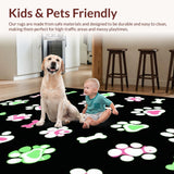 Ultra Soft Area Rug, Non Slip, Stain Resistant, Washable Area Rugs for Living Room, Bedroom, Dynamic Black and Pink Pet Art(Green)