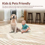 Ultra Soft Area Rug, Non Slip, Stain Resistant, Washable Area Rugs for Living Room, Bedroom, Boho Geometric Area Hallway Runner(Beige)
