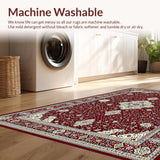 Ultra Soft Area Rug, Non Slip, Stain Resistant, Washable Area Rugs for Living Room, Bedroom, Sophisticated Abstract Burgundy Artistry(Red)