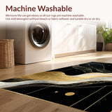 Ultra Soft Area Rug, Non Slip, Stain Resistant, Washable Area Rugs for Living Room, Bedroom, Sleek Gold Accented Visual Flow(Black)