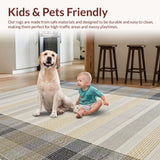Ultra Soft Area Rug, Non Slip, Stain Resistant, Washable Area Rugs for Living Room, Bedroom, Chic Cozy Checkered Motif(Beige)