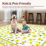 Ultra Soft Area Rug, Non Slip, Stain Resistant, Washable Area Rugs for Living Room, Bedroom, Trendy Grey and Yellow Fusion(Yellow)