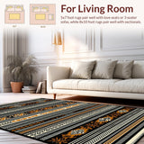 Ultra Soft Area Rug, Non Slip, Stain Resistant, Washable Area Rugs for Living Room, Bedroom, Contemporary Abstract Diamond Motif(Black)