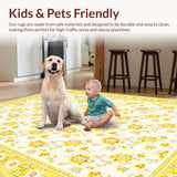 Ultra Soft Area Rug, Non Slip, Stain Resistant, Washable Area Rugs for Living Room, Bedroom, Sleek Modern Aesthetic in Soft Pastels(White)