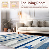 Ultra Soft Area Rug, Non Slip, Stain Resistant, Washable Area Rugs for Living Room, Bedroom, Vibrant Abstract Sea Motif(Gray)