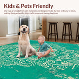 Ultra Soft Area Rug, Non Slip, Stain Resistant, Washable Area Rugs for Living Room, Bedroom, Distressed Medallion Green Living Room Non-Shedding Rug(Green)