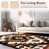 Ultra Soft Area Rug, Non Slip, Stain Resistant, Washable Area Rugs for Living Room, Bedroom, Contemporary Native American Aesthetic(Beige)