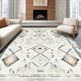 Ultra Soft Area Rug, Non Slip, Stain Resistant, Washable Area Rugs for Living Room, Bedroom, Cozy Earth Tone Patterned Piece(Beige)