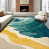 Ultra Soft Area Rug, Non Slip, Stain Resistant, Washable Area Rugs for Living Room, Bedroom, Tropical Escape Rug Geometric Surf Motif(Blue)