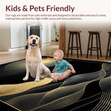 Ultra Soft Area Rug, Non Slip, Stain Resistant, Washable Area Rugs for Living Room, Bedroom, Luxurious Black Gold Aesthetic(Gold)