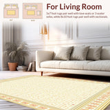 Ultra Soft Area Rug, Non Slip, Stain Resistant, Washable Area Rugs for Living Room, Bedroom, Elegant Beige with Floral Motifs Traditional Design(Beige)