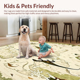 Beige Dinosaur Themed Educational Area with Vintage World Map Motif(Beige)