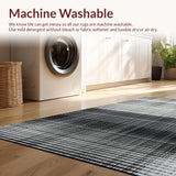 Ultra Soft Area Rug, Non Slip, Stain Resistant, Washable Area Rugs for Living Room, Bedroom, Striped Adventure Rug Front Porch Decor(Black)
