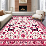 Ultra Soft Area Rug, Non Slip, Stain Resistant, Washable Area Rugs for Living Room, Bedroom, Vibrant Tropical Butterfly Pattern(Pink)