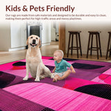 Ultra Soft Area Rug, Non Slip, Stain Resistant, Washable Area Rugs for Living Room, Bedroom, Stylish Graphic Wild Animal Motif(Pink)