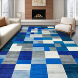 Ultra Soft Area Rug, Non Slip, Stain Resistant, Washable Area Rugs for Living Room, Bedroom, Chic Contemporary Symmetrical Elements(Blue)