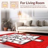 Ultra Soft Area Rug, Non Slip, Stain Resistant, Washable Area Rugs for Living Room, Bedroom, Stylish Red and White Contrast(Red)