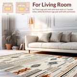 Ultra Soft Area Rug, Non Slip, Stain Resistant, Washable Area Rugs for Living Room, Bedroom, Modern Minimalist Ogee Detail(Gray)