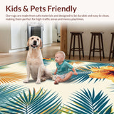 Ultra Soft Area Rug, Non Slip, Stain Resistant, Washable Area Rugs for Living Room, Bedroom, Lively Cream Orange Botanical Design(Orange)