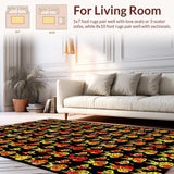 Ultra Soft Area Rug, Non Slip, Stain Resistant, Washable Area Rugs for Living Room, Bedroom, Rustic Summer Blossom Motif(Red)