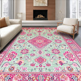 Ultra Soft Area Rug, Non Slip, Stain Resistant, Washable Area Rugs for Living Room, Bedroom, Stylish Minimalist Ogee Pattern(Pink)