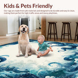 Ultra Soft Area Rug, Non Slip, Stain Resistant, Washable Area Rugs for Living Room, Bedroom, Fouiunler Octopus Maze Rug Runner Surreal Whale Illusion Ocean Graphic(Blue)