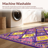 Ultra Soft Area Rug, Non Slip, Stain Resistant, Washable Area Rugs for Living Room, Bedroom, Dynamic Floral Lattice Composition(Purple)