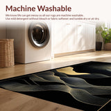 Ultra Soft Area Rug, Non Slip, Stain Resistant, Washable Area Rugs for Living Room, Bedroom, Luxurious Black Gold Aesthetic(Gold)