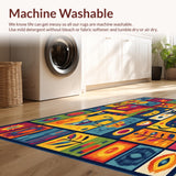 Ultra Soft Area Rug, Non Slip, Stain Resistant, Washable Area Rugs for Living Room, Bedroom, Educational Play Mat Colorful Shapes & Animals Area Rug(Blue)
