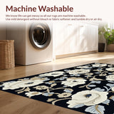 Ultra Soft Area Rug, Non Slip, Stain Resistant, Washable Area Rugs for Living Room, Bedroom, Whimsical Green Vintage Design(White)