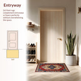 Ultra Soft Area Rug, Non Slip, Stain Resistant, Washable Area Rugs for Living Room, Bedroom, Striking Warm Boho Color Mix(Red)